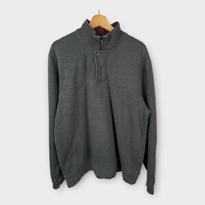 Orvis Mens size XL 1/4 Zip Snap Pullover Long Sleeve Jersey Sweatshirt Gray